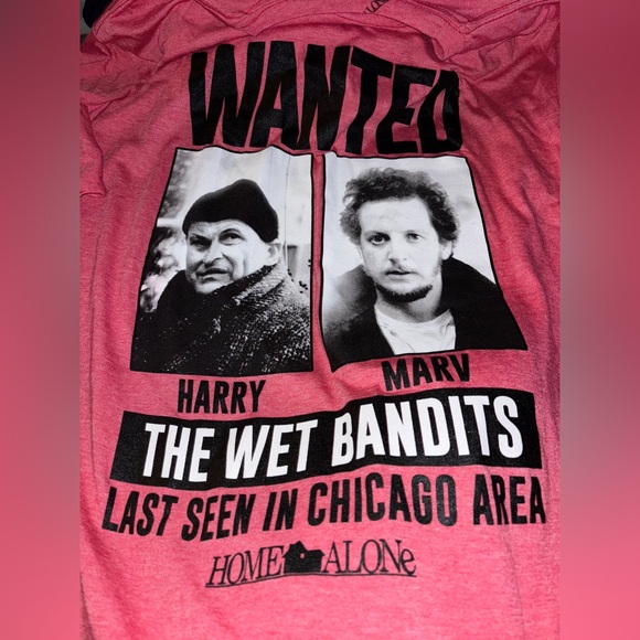 Home Alone Wanted Wet Bandit Men Harry Marv Graphic Tee Shirt XL 2014 Christmas - Picture 3 of 6